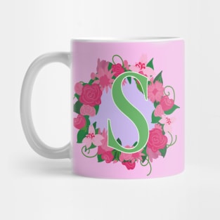 Monogram S, Personalized Floral Initial Mug